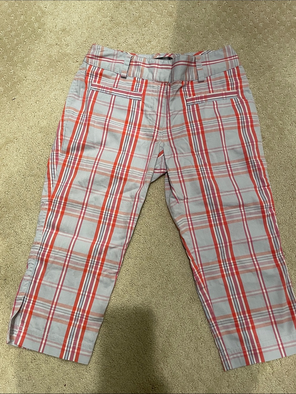 Lija size 2 Red, pink, blue and white Plaid Capri golf Pants